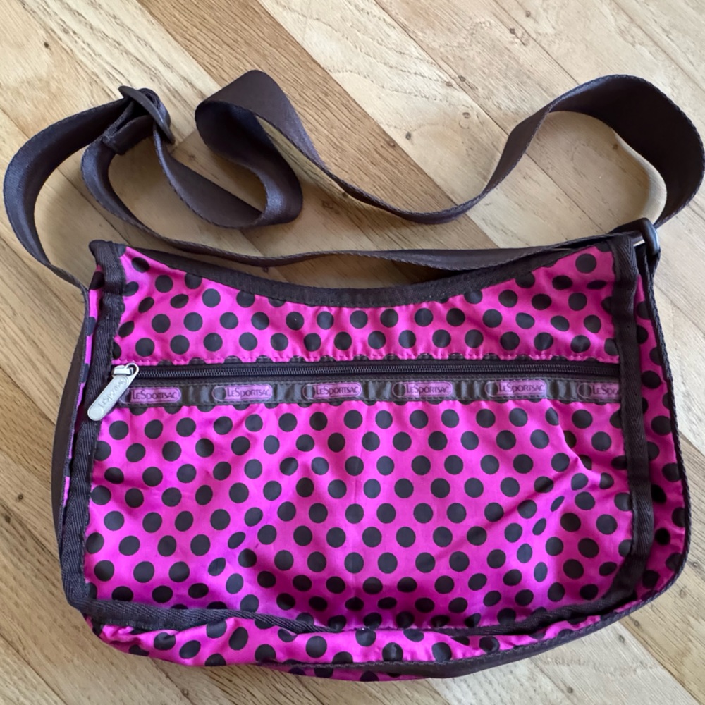 Polka Dot Pink and Brown Women's Bag
